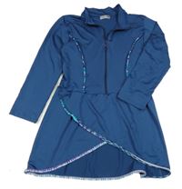 Tmavomodré sportovní šaty s barevným lemem