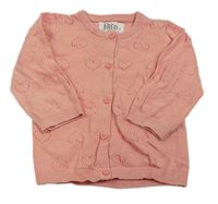 Lososový propínací svetr s perforovanými srdíčky F&F