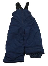 Tmavomodré šusťákové zimní oteplovačky s kšandami GUSTI