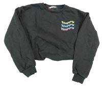 Tmavosivá crop mikina s nápismi Matalan