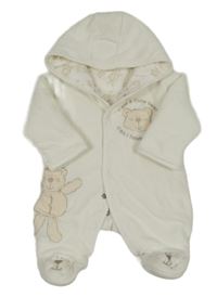 Bílá fleecová zateplená kombinéza s medvědy a kapucí Bhs