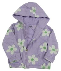 Lila propínací mikina s květy a kapucí M&Co