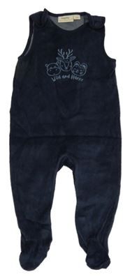 Tmavomodré sametové dupačky so zvířaty Lupilu