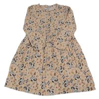 Svetloružové kvetované bavlnené šaty s jednorožcami Kiki&Koko