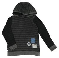 Černo-šedé pruhované triko s kapucí Charles Vögele