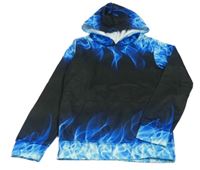 Modro-čierna mikina s kapucňou