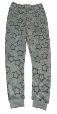 Sivé chlpaté domáceé nohavice s hviezdičkami Pep&Co