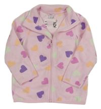 Ružovo-farebná fleecová prepínaci mikina so srdiečkami Dopodopo
