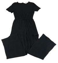 Tmavomodrý strukturový kalhotový overal s kapsami Zara