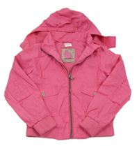 Fuchsiová šusťáková jarní bunda s kapucí Pocopiano 