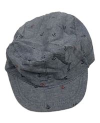 Tmavomodrá melírovaná kšiltovka s kotvami 