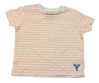 Bielo-neónově oranžové pruhované tričko Mothercare