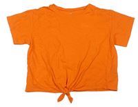 Oranžové crop tričko s uzlom H&M