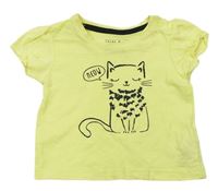 Citronové tričko s mačkou Primark