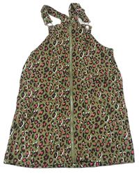 Khaki prepínaci rifľová na traká sukňa so vzorom Matalan