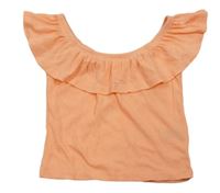 Neónově oranžové rebrované tričko E-vie