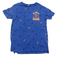 Modré tričko s dinosaury George 