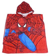 Červené froté osuškové pončo so Spider-manem a kapucňou Marvel