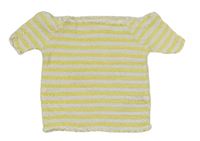 Žlto-biele prúžkované žabičkované crop tričko Primark