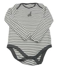 Bielo-sivé pruhované body s dinosaurom F&F
