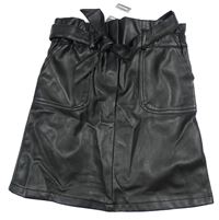 Čierna koženková sukňa s opaskom Primark