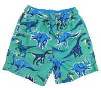 Zeleno-modré plážové kraťasy s dinosaury John Lewis 