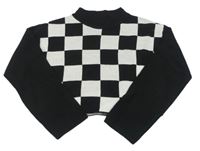 Čierno-biely kockovaný crop sveter H&M