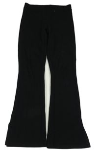 Černé žebrované flare kalhoty Zara