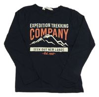Tmavomodré tričko s nápismi H&M
