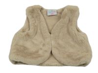 Béžová chlpatá zateplená vesta Topomini