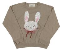 Béžový sveter s králíčkem z flitrů H&M