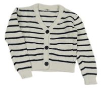 Bielo-tmavomodrý pruhovaný prepínaci crop sveter Yigga