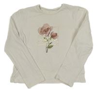 Bílé triko s kytičkami 