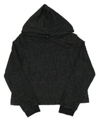 Čierna melírovaná crop mikina s kapucňou