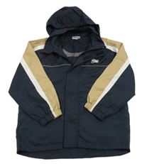 Tmavomodro-béžová šusťáková jarní bunda s kapucí Alive