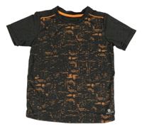 Tmavošedo-oranžové vzorované sportovní tričko