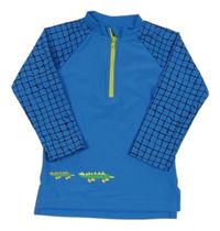 Modro-černé UV triko s krokodýly 