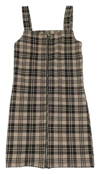 Světlerůžovo-černé kostkované propínací šaty New Look