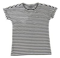 Bielo-čierne pruhované tričko Tchibo