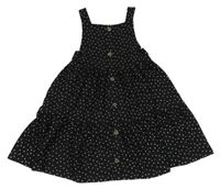 Čierne ľahké šaty s bodkami a gombíkmi Primark