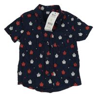 Nové - Tmavomodrá košeľa s korunkami George