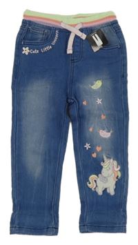 Modré teplákové rifle s jednorožci Orsolino 