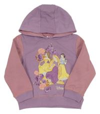 Lila-světlerůžová mikina s princeznami a kapucí Disney