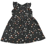 Tmavosivé bavlnené šaty s motýlikmi H&M