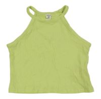 Limetkový rebrovaný crop top Shein