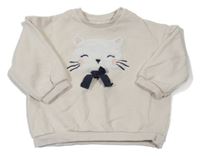 Smetanová oversize mikina s kočkou H&M