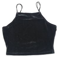 Tmavosivý lesklý zamatový crop top New Look