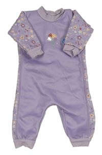 Světlefialová neoprenová kombinéza s tulipánky a nášivkou Splash