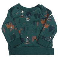 Smaragdová mikina so zvieratkami a stromami a stany PRIMARK