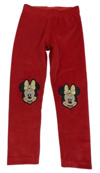 Červené plyšové legíny s Minnie Disney